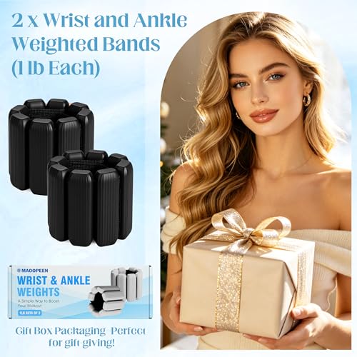 Wrist Weights, 2Pack Adjustable Ankle Weights for Women/Men, Silicone Weighted Bangles for Yoga, Pilates, Running & Walking, Arm & Leg Weights, 2lb - color: Black
