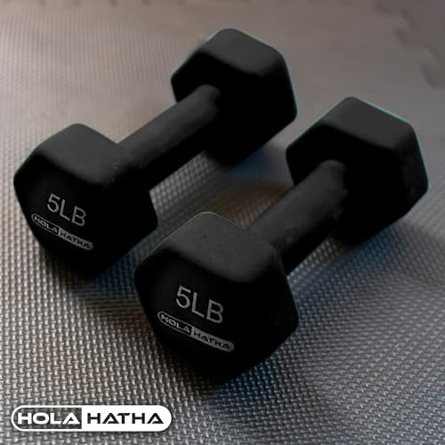 HolaHatha 1, 2 and 3 lb Neoprene Dumbbell Strength Training Weight Set with Rack - color: Blues, size: 32 LB