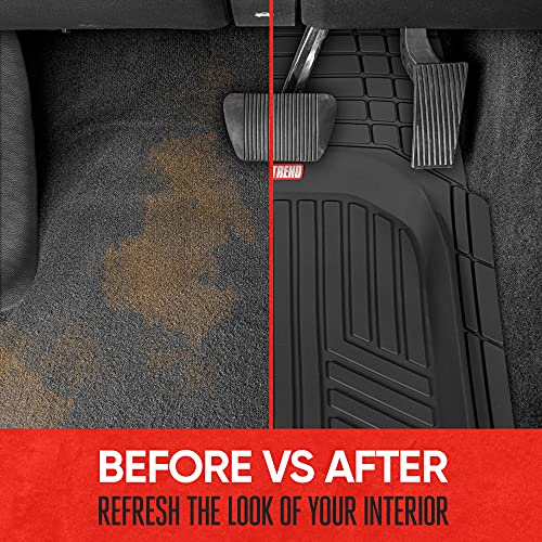 Motor Trend FlexTough Plus-2 Piece Front Car Floor Mats- Black Contour Liners-Deep Dish Heavy Duty Rubber Floor Mats for Car SUV Truck & Van-All Weather Protection, Universal Trim to Fit - color: Black 2pc, style: FlexToughXL