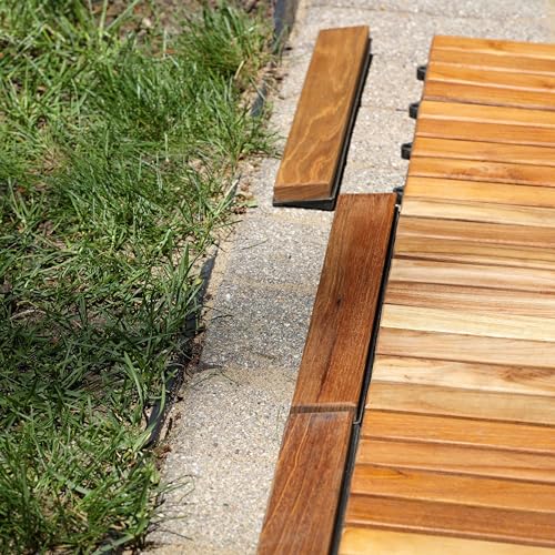 Bare Decor EZ-Floor End Pin-Side Trim Piece for Flooring in Solid Teak Wood (Set of 8), Brown - size: 8 Trim Pieces (Pin Ends)