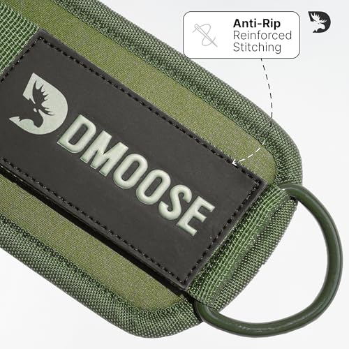 DMoose Ankle Strap for Cable Machine - One Size Fit with Premium Padding, Workout Kickback Ankle Cuffs, Ankle Bands for Working Out, Booty Workouts, Leg Extension, Hip Abductors & Lower Body Exercises - color: Olive Green - Single