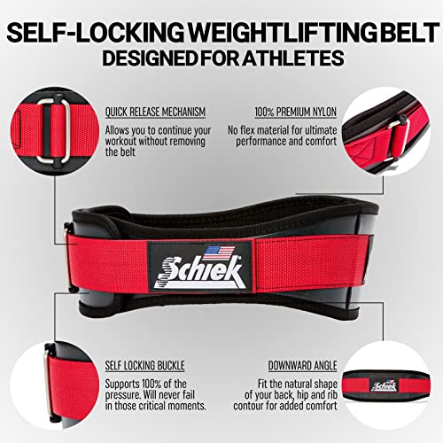 Schiek Sports Model 3004 Power Lifting Belt - Black - color: Red, size: Large