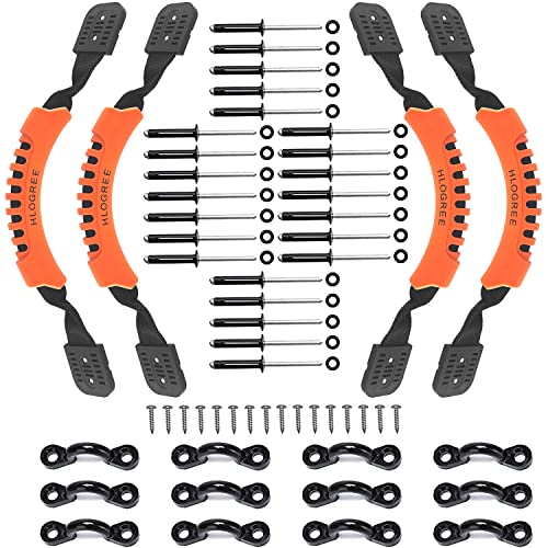 HLOGREE Kayak Handles 2/4 Pack,Kayak Carry Handle with Rivets,Kayak Replacement Handles,Kayak Handles for Emotion/Pelican/Hobie/Lifetime/sit on top/Ocean/Wilderness Accessories,Kayak Parts - color: Orange - 4PCS Kayak Handles