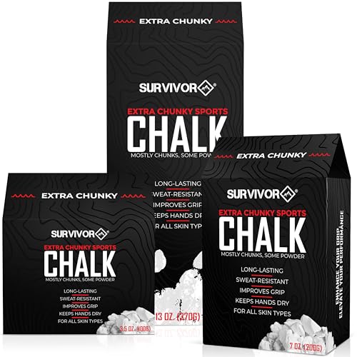 SURVIVOR Gym Chalk - Climbing Chalk, Lifting Chalk, Gymnastics Chalk - Pure Magnesium Carbonate Hand Chalk Powder, Weightlifting Chalk Gym - Rock Climbing Chalk for Weights - color: Chunky, 13 OZ