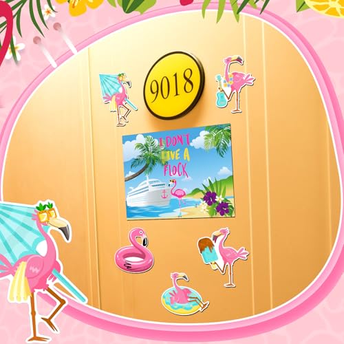 Kanayu 6 Pcs Flamingo Cruise Door Decorations Magnetic Large Ship Decorations Magnets Anchor Cruise Decor Car Fridge Magnet Decal for Carnival Stateroom Door - style: Flamingo