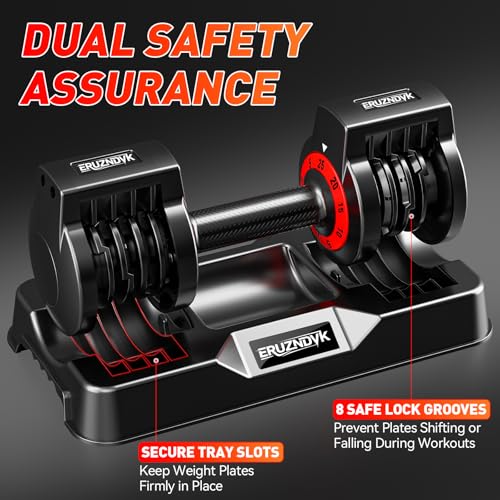 25/55lb Pair Adjustable Dumbbell Set, Adjustable Dumbbells Set of 2, 5 in 1/10 in 1 Free Weights Dumbbells Set with Anti-Slip Texture Handle, Weight Set For Home Gym Suit both Men and Women - color: Red 25LBS Pair