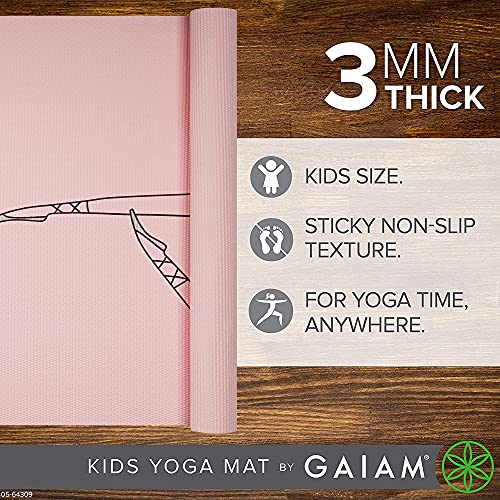 Gaiam Kids Yoga Mat Exercise Mat, Yoga for Kids with Fun Prints - Playtime for Babies, Active & Calm Toddlers and Young Children - color: Ballerina