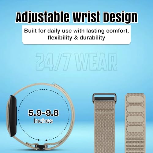 DADO Breathable Nylon Replacement Watch Band Compatible with Polar Loop – Lightweight, Ideal for All Weather Use Sport Strap with Adjustable Hook & Loop Closure - color: Khaki