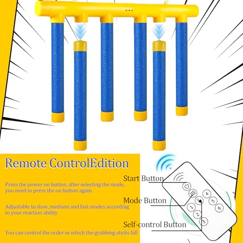 ATG Reflex Drop Sticks Challenge Game with Remote Control | 3 Adjustable Speed Modes Hand-Eye Coordination & Reaction Training Toy, Fun Catch Falling Sticks Game for Kids, Adults