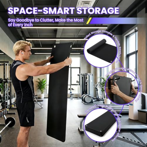 Garvee Hanging Exercise Mat, 71x24 / 56x24 Inch PVC Fitness & Yoga Mat for Group Classes, 5mm Thick with Reinforced Holes, Commercial Grade Gym Mat, Black/Blue/Multicolor - color: 71*24black