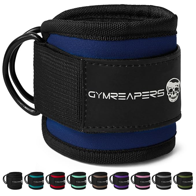 Gymreapers Ankle Straps For Cable Machine Kickbacks, Glute Workouts, Lower Body Exercises - Adjustable Leg Straps with Neoprene Padding - color: Cobalt, size: Pair