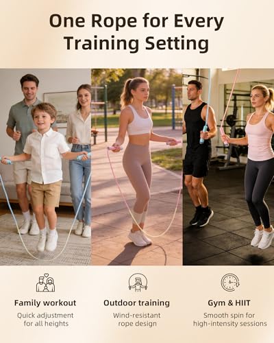 YUEDONG Dual Ball Bearing Speed Jump Rope – Self-Locking Adjustable Length for Kids & Adults, Non-Slip Ergonomic Handle for Double Unders, Cardio, HIIT & Home Workout