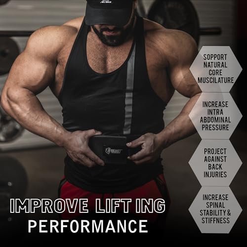 Beast Power Gear Weight Lifting Belt Lever Buckle 10MM 13MM Thick & 4 Inches Free Strap Weightlifting, Powerlifting, Deadlifts, Squats Men Women - color: Black/Black, size: Medium