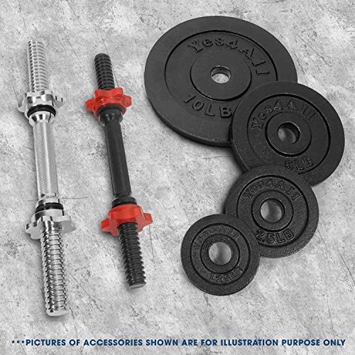 Yes4All Cast Iron Weight Plates, 1.15-Inch Standard Hole Weight Plate Set of 4 & 8, Fits Dumbbell Handles for Strength Training, Weightlifting & Home Gym Workouts - size: 37,5lb in Total(2x1.25lb +2x2.5lb +2x5lb +2x10lb)