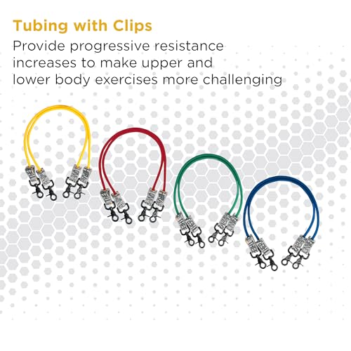 THERABAND Resistance Tubing with Connectors for Wall, Rehab & Wellness Station, Light Level 2, Set of 2, 24-Inch Yellow Tubing for Physical Therapy, Exercise, Rehab, Clinics & Pilates, Latex Tubes - color: Yellow - Thin, size: 24 Inch