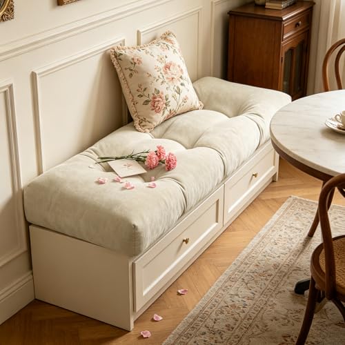 ROFIELTY Bench Cushion 36 Inch, Non-Slip Tufted Bench Cushion for Indoor Furniture for Bay Window, Entryway Bench, Piano Seat (Chenille-Beige, 36x14x4) - color: Chenille-beige, size: 36x14x4