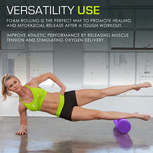ProsourceFit High Density Foam Rollers 18 - inches long, Firm Full Body Athletic Massager for Back Stretching, Yoga, Pilates, Post Workout Trigger Point Release, Purple - color: Purple, size: 18"H x 6"D