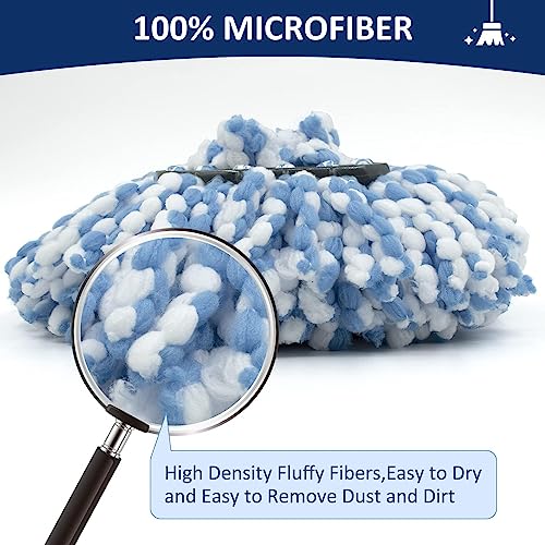 2 Pack Spin Mop Replacement Head,1 Base,4-Section Sturdy Iron Mop Handles Compatible with O Ceda EasyWring RinseClean 2 Tank System Mop,Oceda Mop Refills and Mop Stick 30" to 58" Set to Floor Clean - color: 1 Sets Mop Handle + 2 Blue Heads + 1 Base