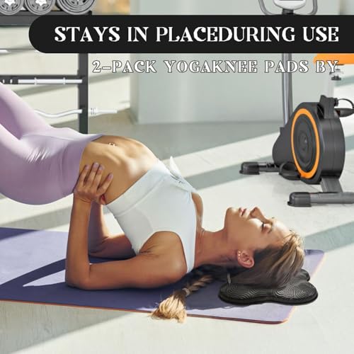 2PC Extra Thick Foam Yoga Knee Pads - Non-Slip Cushion for Knees & Elbows Ideal for Fitness Travel Meditation Kneeling Balance Floor Pilates - color: Black