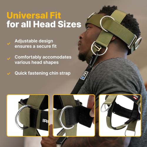 Iron Neck , Versatile Neck Exerciser, Strengthener and Trainer with Adjustable Head and Chin Strap, Portable Head Harness for Weight Lifting, Home and Gym Use - color: Green - Alpha Harness