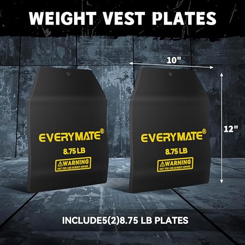EVERYMATE Tactical Weighted Vest Plates – 3.75/5.75/8.75/14.5/19.75LB Pairs – Insert Weighted Vest Plates- Contoured Ergonomic Fit – WODs, Strength Training, Running, Weight Plates for Vest - color: 8.75LB*2, size: Curved