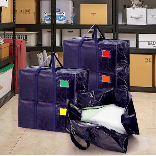 12 Pack Moving Bags with Full-Open Side Zipper, Extra Large 93L Heavy Duty Waterproof Foldable Storage Totes for College Dorm, Moving & Home OrganizationDarkBlue - color: DarkBlue, size: 12Pack