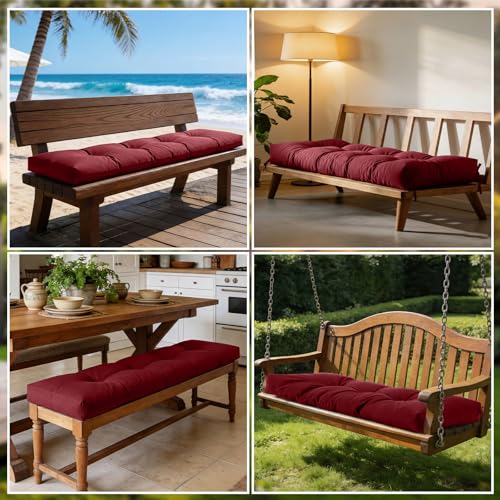 Tudomro Red Waterproof Outdoor Bench Cushion 42x16x4 Inch Patio Furniture Cushion Mat for Outdoor/Indoor Extra Thick Lounge Bench Mat for Beach Lawn Garden - color: Red