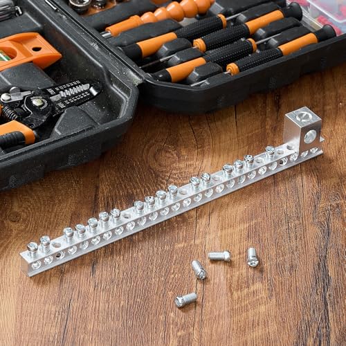 Relaxweex 2 Set Ground Bar Kit with 21 Terminal Positions and Ground Lug Bar Aluminum Grounding Lugs for Electrical Connections - size: 21 Terminal Positions