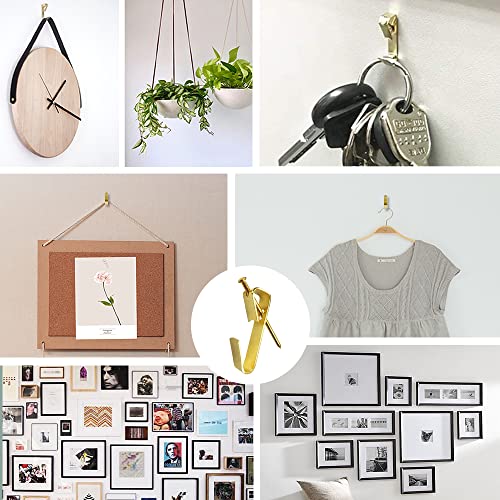 50pcs Picture Hangers with Different Sizes, Heavy Duty 30-100lbs Picture Hanging Hooks with Nails, Wall Hangers,Picture Hooks,Professional Plaster Picture Hanging Kit for Wooden Wall or Drywall - size: Gold 30-100lbs