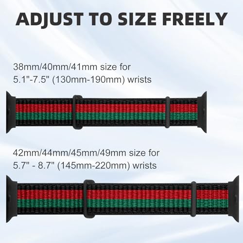 Sport Loop Band Compatible with Apple Watch Bands for Women 44mm 46mm 45mm 49mm 42mm 38mm 40mm 41mm men,Stretch Adjustable Braided Nylon Straps for iWatch Series 11/10/9/8/7/6/5/4/3/2/1/SE/Ultra - color: Blackred, size: 38mm/40mm/41mm/(42mm-series 11 10)