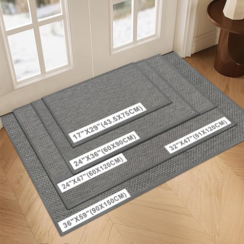 LEKEEPGO Door Mat 17"x29", Non Slip Door Mat Indoor Entrance, Rubber Backing Front Indoor Door mats Washable Absorbent Low-Profile Entryway Entry Resist Dirt Inside Door Mats, Light Grey - color: Light Grey, size: 1'5" X 2'5" (Rectangular)