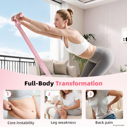 Pedal Resistance Band, 2026 Upgraded 8-Tube 3-in-1 Sit-Up Assistant, Natural Latex Portable Band for Core Abdominal, Back Stretching, Chest Expansion, Arm Training, Home Gym Yoga
