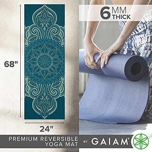 Gaiam Yoga Mat - Premium Print Reversible Extra Thick Non Slip Exercise & Fitness Mat for All Types of Yoga, Pilates & Floor Workouts - color: Seaglass