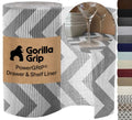 GORILLA GRIP powerGRIP Drawer Shelf and Cabinet Liner, Thick Strong Hold, Non-Adhesive Liners Protect Kitchen Cabinets and Cupboard, Bathroom Drawers, Easy Install, Breathable Mat, 12" x10' Gray White - color: Chevron: Gray/White, size: 12" X 10', style: