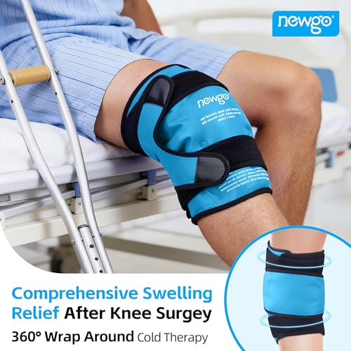 NEWGO Ice Pack for Knee Injuries Reusable, 360° Full Wrap, Light Blue | Y-shaped Strap Stays Put, Reusable for Knee Replacement, ACL, Arthritis, Swelling, and Sports Injuries, 21.7" x 9.8" - color: Regular Light Blue 1-pack