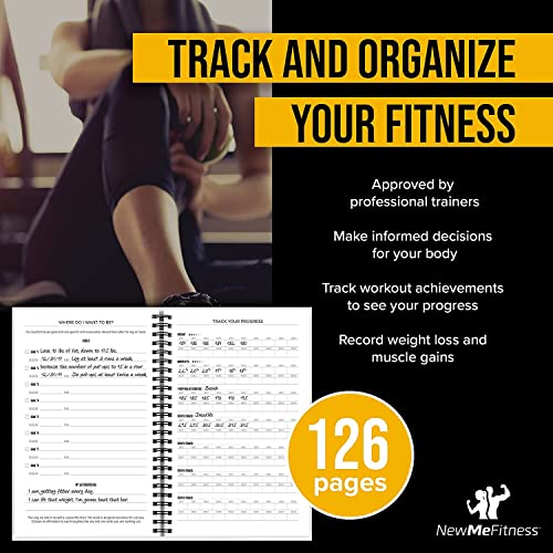 NewMe Fitness Journal for Women & Men, Food & Workout Journal, Planner Log Book to Track Weight Loss, Muscle Gain, Home Gym Exercise, Bodybuilding Progress, Daily Nutrition & Personal Health Tracker - style: Fitness