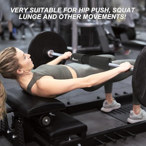 NEALFIT Barbell Squat Pad with Thick Nylon Padding, Hip Thrust Pad for Squats, Lunges, Neck Shoulder Squat Pad for Olympic or Standard Bars - color: Black