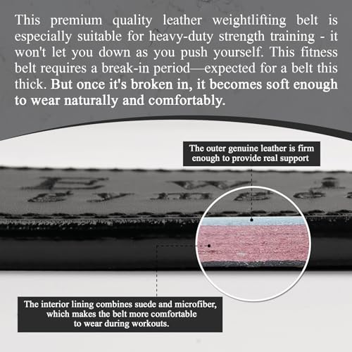 Weight Lifting Belt, 10mm Thick, 4-Inch Wide Heavy Duty Leather Lever Gym Belt, Ideal for Weightlifting, Squats, Deadlifts, Powerlifting, Cross Training and Weight Training - color: Black, size: XL(44"-48")