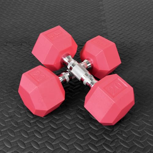 NEXO Pink Rubber Hex Dumbbells Commercial Grade Rubber Hex Dumb Bell Weight - style: 45 Pounds, Single