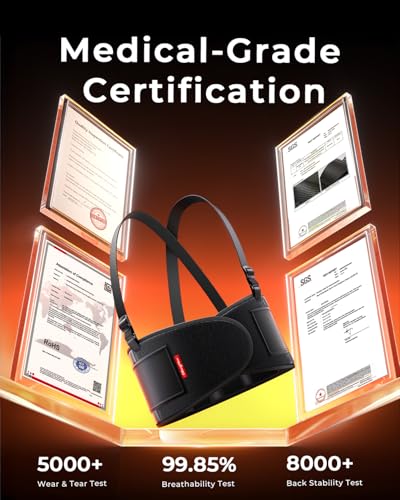 Medical-Grade Work Back Brace with Adjustable Shoulder Straps [Stronger Support & Breathable Mesh] Lower Back Support Belt for Men Women - Pain Relief for Lifting, Warehouse, Construction & Moving - size: Large