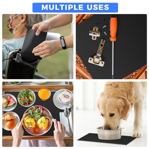 Drydiet Non Slip Material Roll 16 Inch x 3 Ft Non Slip Silicone Grip Material Roll Cut to Size Mat for Baking Counter Drawer Table Eating Aids(Black)