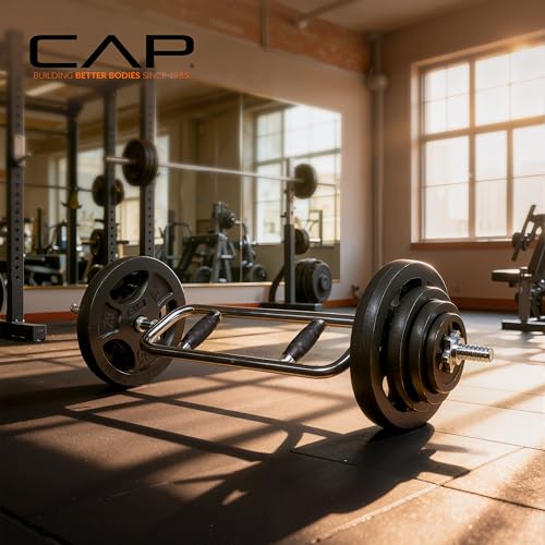 CAP Barbell Standard Threaded 34" Triceps Bar | Multiple Options - color: Black, Rubber Grips