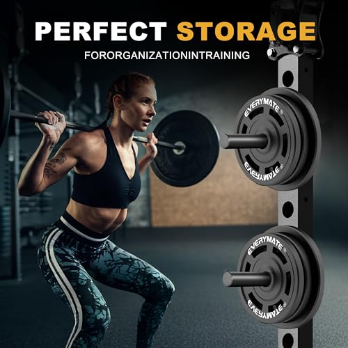 EVERYMATE Weight Plate Holder Power Rack Attachment 2 Inch Olympic Plate Storage Power Squat Rack Holder Weight Plates for 2x2 3x3 2x3 Power Cage Accessories Weight Plate Rack - color: A-1" hole(4pcs)-9.05 Inch