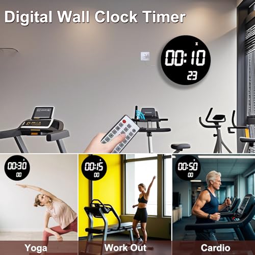 QINFIEY Large 12" White Digital Wall Clock with Remote Control | LED Display Plug-in Clock with 3 Brightness Levels & Temperature Display Perfect for Home, Gym, Classroom, Office - color: White, size: 12 Inch