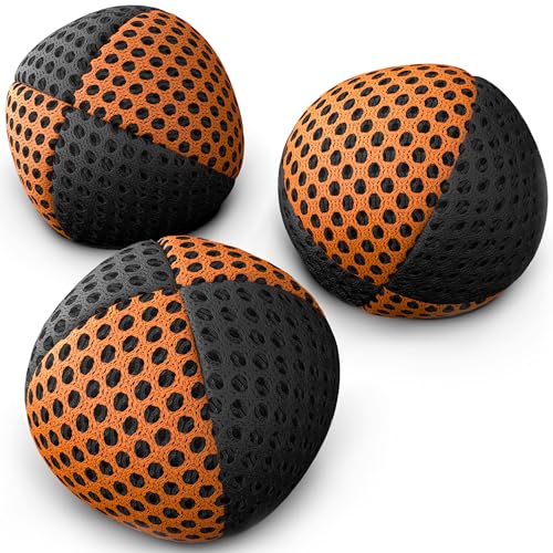speevers Juggling Balls for Beginners and Professionals Set of 3, 14 Colors Available, 2 Layers of Net and Carry Case, Xballs Juggling Balls (Black - Orange, 3.9 oz) - color: Black - Orange, size: 3.9 oz