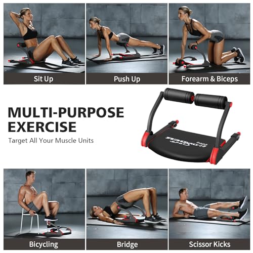 Wonder Core Smart, Ab Machine, Ab Workout Equipment, Sit Up Machine & Exercise Equipment, Ab Crunch Machine for Stomach Workout, Ab Core Trainer Abdominal Machine for Home Gym - color: Red