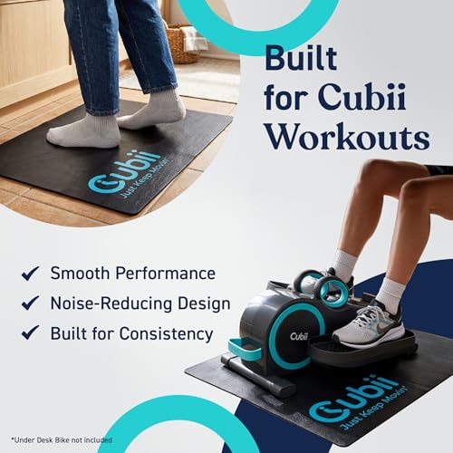 Cubii Non-Slip Mat for Under Desk Ellipticals, Floor Protection Exercise Surface for Bike, Fitness Equipment & Indoor Cycling, Home Gym Use, 24" x 18"