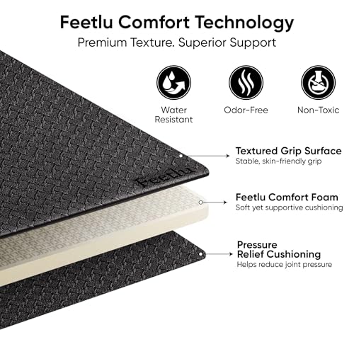 Yoga Knee Pad Cushion Exercise Knee Pad Folding, 1/2" Thick 24"x12" Eliminate Pain During Yoga or Exercise Workout– Extra Thick Padding& Support for Yoga Pilates, Fitness Exercise - color: Black