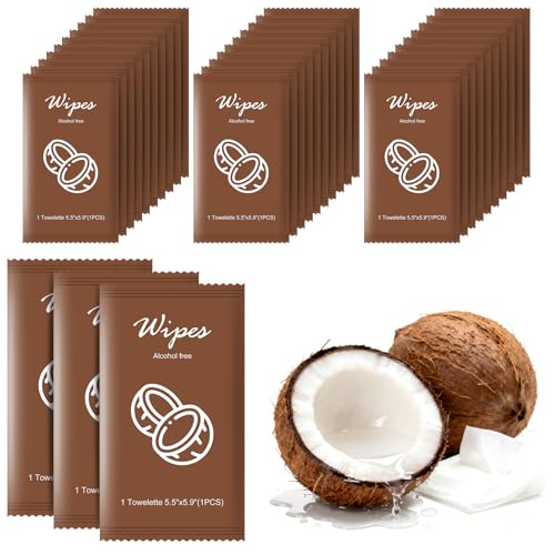 Individual Hand Wipes Wet Wipes Travel Size,Wet Wipes Individually Wrapped | 50PCS Bulk Cleansing Travel Size Wipes for Wedding Travel Restaurant Barbecue(Coconut) - size: 1 Count (Pack of 50)