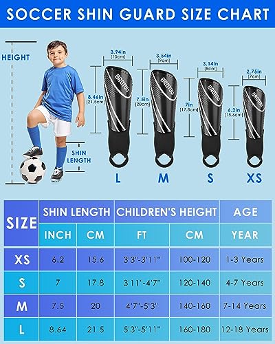 BROTOU Shin Guards Soccer Youth, Soccer Shin Guards for Kids 3-15, Light Weight Adjustable Straps Shin Pads Protection Equipment with Ankle and Leg Calf Protection - color: BLACK, size: X-Small